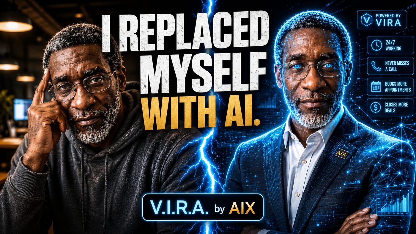 Terrence, founder of A.I.X., side by side with his AI digital twin — I replaced myself with AI, powered by VIRA
